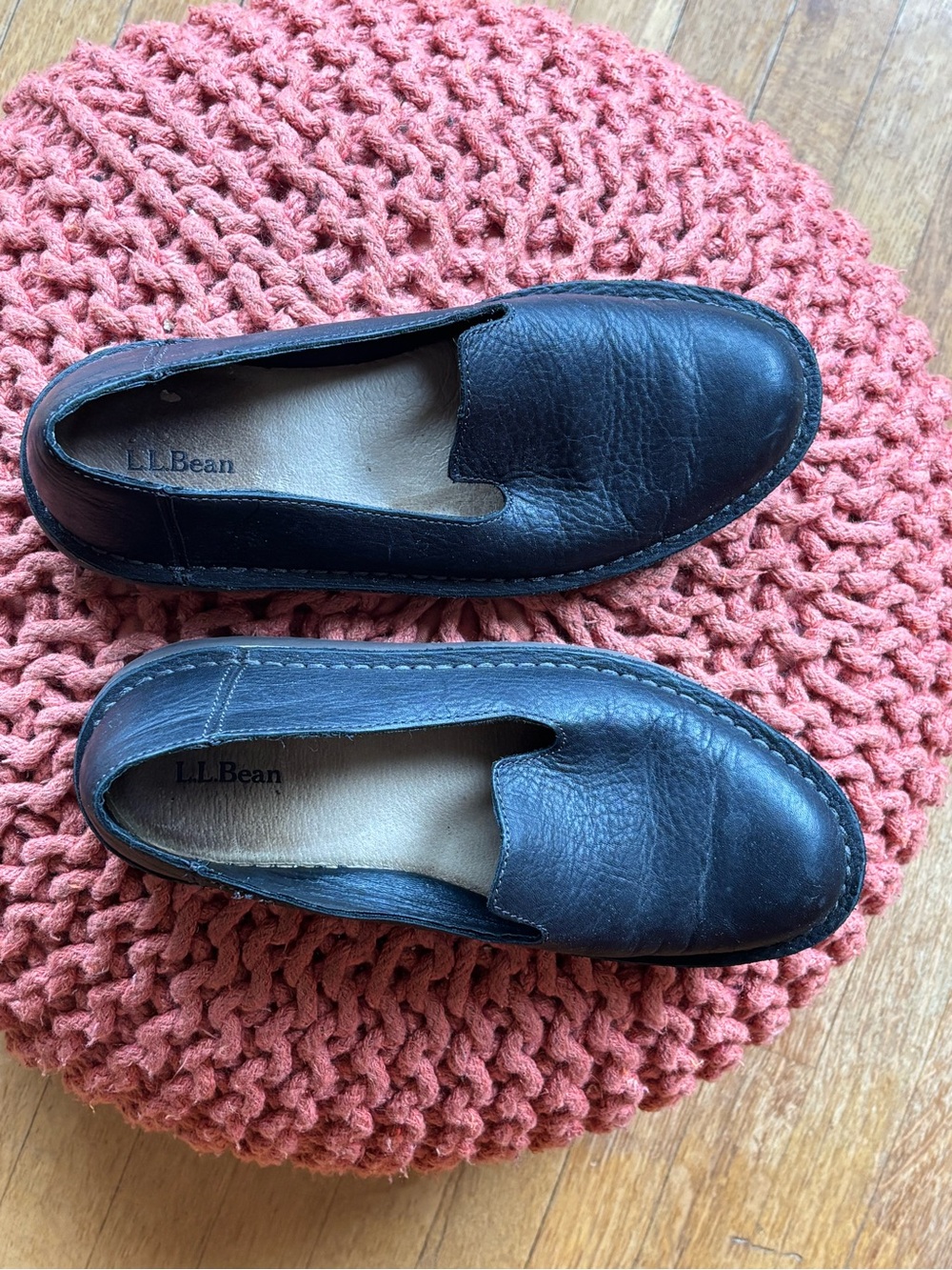 Black leather slip on shoes